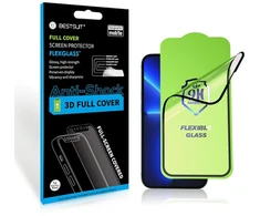 LCD apsauginis stikliukas Bestsuit Flexible Hybrid Glass 5D Apple iPhone 15 Pro pritaikytas dėklui juodas