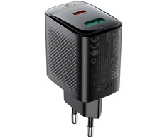 Acefast A106 GaN PD 45W USB-C USB-A Wall Charger - Juodas