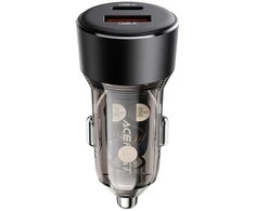 Automobilinis įkroviklis Acefast B12 60W USB-C/USB-A juodas