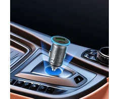 Automobilinis įkroviklis Acefast B15 65W USB-C/USB-A pilkas