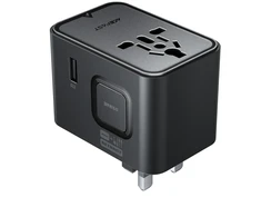 Acefast Z8 GaN 45W Travel Adapteris 3x USB-C + 2x USB-A Travel Wall Charger with 2500W AC Socket - Juodas