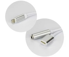 Oem Adapteris AUX 2in1 Lightning (vyriškas) to Lightning (moteris) / Jack 3,5 mm (moteriškas) sidabrinis
