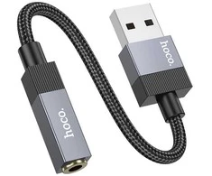 Adapteris AUX USB A (male) to Jack 3,5 mm (female) Hoco UPA32D juodas