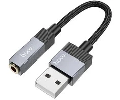 Adapteris AUX USB A (male) to Jack 3,5 mm (female) Hoco UPA32D juodas