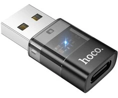 Adapteris USB A to USB C Hoco UA36C transparent juodas