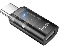 Adapteris USB C to Lightning Hoco UA36D transparent juodas