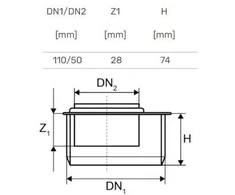 Adaptor short Magnaplast DN50/DN110