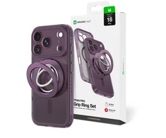 Dėklas AmazingThing Titan Pro Lens Ring Set Case for iPhone 18 Pro with Camera Cover and Magnetic Ring Compatible with MagSafe - Violetinė