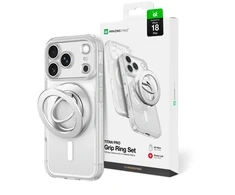 Dėklas AmazingThing Titan Pro Lens Ring Set Case for iPhone 18 Pro with Camera Cover and Magnetic Ring Compatible with MagSafe - Clear