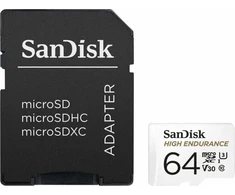 Atminties kortelė SanDisk High Endurance Micro SDXC 64GB V30 + Adapteris