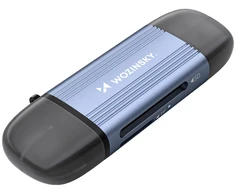 Wozinsky WCR-5G Memory Card Reader for SD and Micro SD USB-A 3.0 / USB-C 3.0 Aluminum - Gray