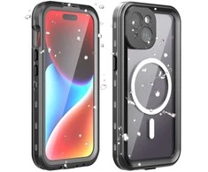 Dėklas Oem Case for iPhone 15 Shellbox DOT waterproof MagSafe compatible juodas