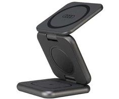 Audi 3-in-1 Belaidis įkroviklis Foldable pilkos spalvos Big Logo AU-MWC3IN1-GT/D1-GY