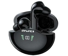 Bluetooth 5.3 TWS ausinės + AWEI Docking Station (T12P) juodos spalvos