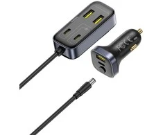 Baseus BackseatPal L1 110W 3 x USB-A + 3 x USB-C su przedłużaczem 1,5 m - juoda