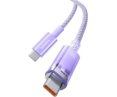 BASEUS kabelis C tipo į C tipo PD 6A 100W Explorer P10319703221-01 / CB000043 1 m violetinė