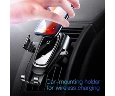 Baseus Metal Gravity Wireless Charger metalowy uchwyt automobilinis na kratkę wentylacyjną bezprzewodowa kroviklis Qi juoda (WXYL-B0A)