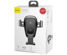 Baseus Metal Gravity Wireless Charger metalowy uchwyt automobilinis na kratkę wentylacyjną bezprzewodowa kroviklis Qi juoda (WXYL-B0A)