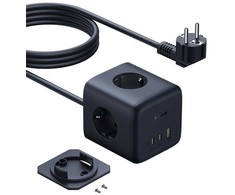 Baseus EnerFill FA11 67W kostka USB-A + USB-C + 3 x gniazdo EU 1,5m - juoda
