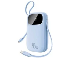 Baseus „EnerFill FC21 Qpow 3 Ultra 20000mAh 45W“ išorinė baterija su skaitmeniniu ekranu ir pridedamu laidu - Mėlyna