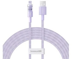 Baseus Gem USB į IP 2.4A greito įkrovimo laidas 2 m Violetinė