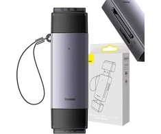 Baseus Lite serijos SD/TF atminties kortelių skaitytuvas USB + USB-C – pilkas