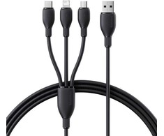 Baseus itin spartus „trys viename“ greitojo įkrovimo laidas USB-A į M+L+C 3.5A 0.8m Cosmic Juodas