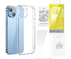 Baseus SuperCeramic permatomo stiklo dėklas ir grūdinto stiklo rinkinys, skirtas iPhone 14 Plus