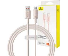 Greito įkrovimo kabelis Baseus USB į USB-C Habitat Series 1m 100W (rožinis)