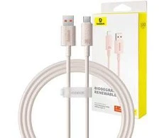 Greito įkrovimo kabelis Baseus USB į USB-C Habitat Series 1m 100W (rožinis)