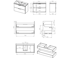 Bathroom cabinet with sink Elita Astra. pilkas. 40.5x80x53