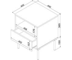 Cama Meble Bedside table 2 pcs. TRESSE 44x40x53 cashmere matt