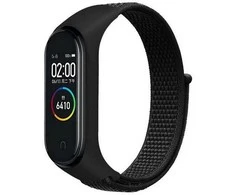 Beline apyrankė Mi Band 7/6/5/4/3 NylonLoop juodos spalvos
