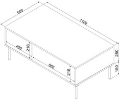 Cama Meble TRESSE suolas/stalas 110x60x40 kašmyro matinė spalva