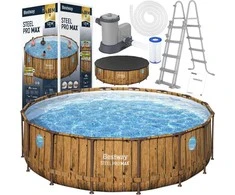 Bestway Karkasinis baseinas Medinis 488x122 Langai Siurblio Kopėčių Uždangalas 56725