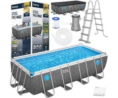 Bestway „Splashview“ karkasinis baseinas, 488 m x 244 cm, pilka rotango imitacija, 10in1, 561MB