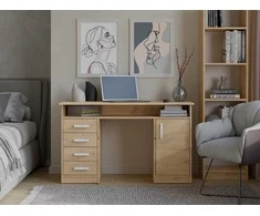 Top E Shop Topeshop BIURKO ADA DĄB ARTISAN 125 Cm 4 Szuflady Szafka Półki Do Biura Pokoju Na Nešiojamas kompiuteris