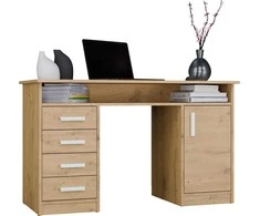 Top E Shop Topeshop BIURKO ADA DĄB ARTISAN 125 Cm 4 Szuflady Szafka Półki Do Biura Pokoju Na Nešiojamas kompiuteris