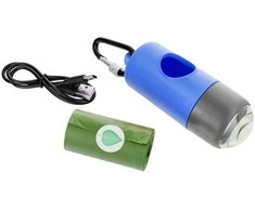 Oem Dog excrement bag dispenser with carabiner and flashlight LLFG24033 mėlynas