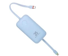 Powerbank Veger K1 (W1188) PD QC3.0 35W 10000 mAh with built-in USB-C cables / Lightning mėlynas