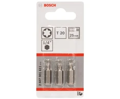 Atsuktuvų antgaliai Bosch Extra Hard T20, 25 mm, 3 vnt