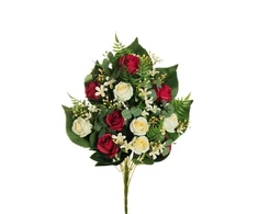 Bouquet of artificial flowers. rose. baltas /red col.. 56 cm