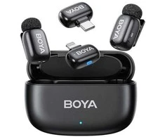 Mikrofony BOYA mini 2-01 belaidės 2.4GHz USB-C - juoda
