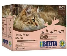 BOZITA Skanus mėsos meniu Multibox Flavour Mix in Jelly - Šlapias kačių maistas - 12 x 85g