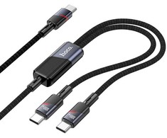 Cable 2in1 USB C į USB C / USB C Hoco 5A 100W 1,2 m U139 juodas