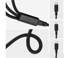 OEM kabelis 3in1 Type-C į Lightning / Type-C / Micro USB 2,4A C171 1,2 m juodas