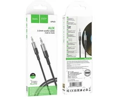 Kabelis AUX lizdas 3,5 mm į lizdą 3,5 mm Hoco 1 m UPA23 metalinis pilkas