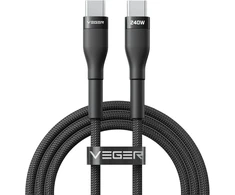 Cable Typ C to Typ C VEGER PD 5A 240W CC03 1,5 m juodas