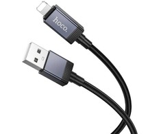 USB A tipo į „Lightning“ maitinimą maitinantis kabelis Hoco 2,4A su ekranu 1 m X118 juodas