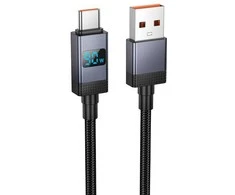USB A į USB C laidas Hoco 5A su ekranu 1 m X118 juodas